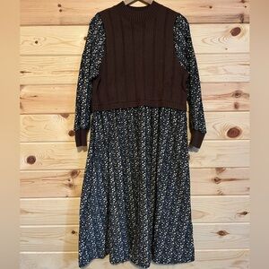 Emery Rose Cottagecore Long Sleeve Dress Chocolate Floral